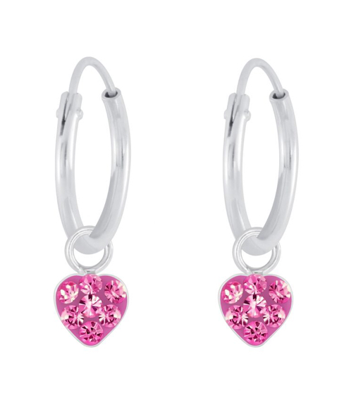 925 Sterling Silver Crystal Heart 4mm Hoop Earrings For Kids Teens Forever Kids Jewelry