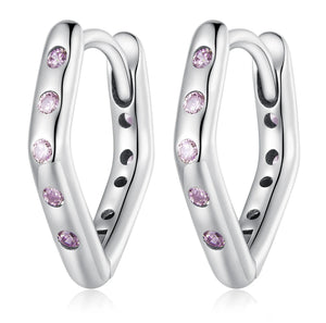 925 Sterling Silver Pink CZ Stones Huggie Earrings for Baby Kids & Teens