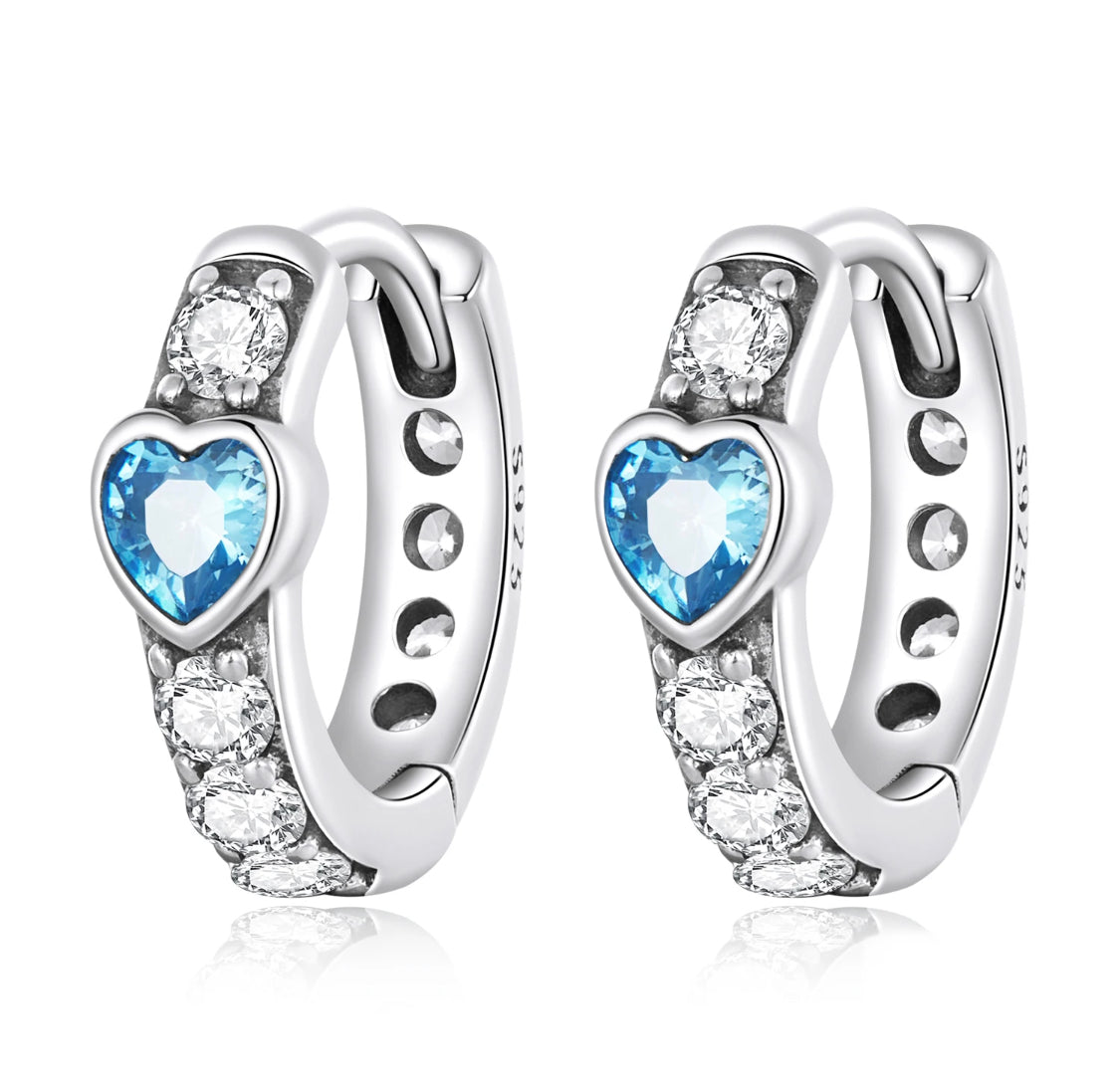 925 Sterling Silver Platinum Plated Heart & Round CZ Stones for Toddler Kids & Teens