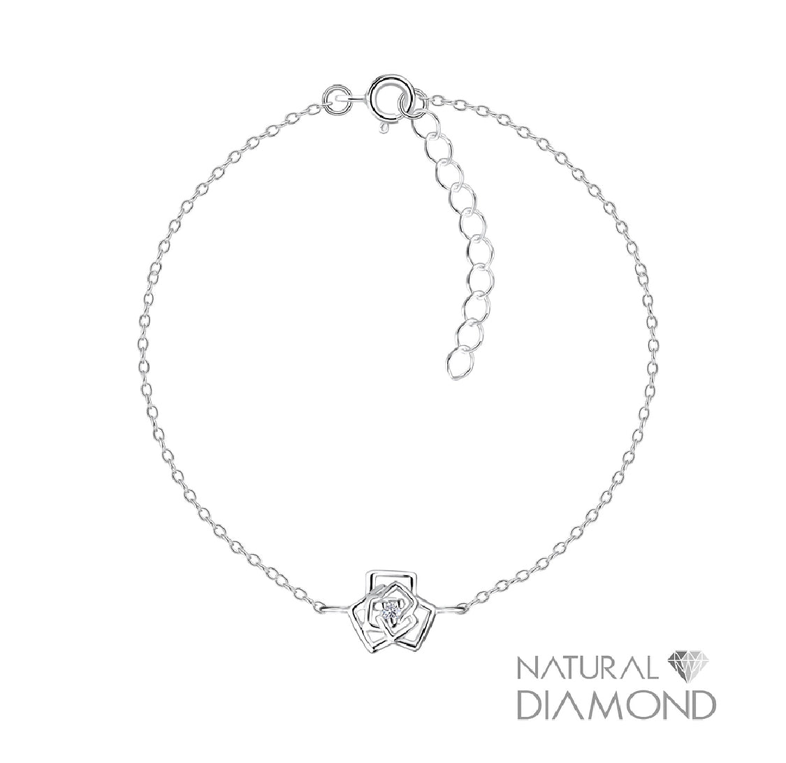 Rose Flower Bracelet With Natural Diamond for Kids and Teens