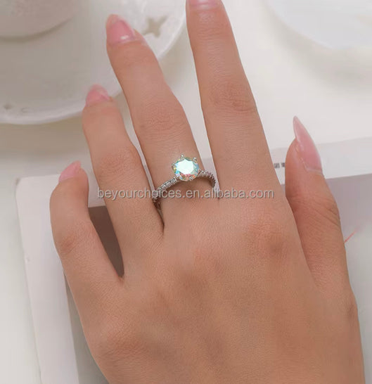 925 Sterling Silver Rhodium Plated Multicolour CZ Stone Ring for Kids, Teens