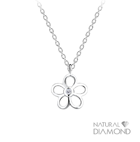 Flower Necklace With Natural Diamond for Kids and Teens