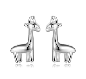 925 Sterling Silver Rhodium Plated Giraffe Screw Back Earrings for Baby Kids & Teens