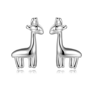 925 Sterling Silver Rhodium Plated Giraffe Screw Back Earrings for Baby Kids & Teens