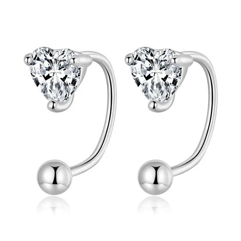 925 Sterling Silver Platinum Plated CZ Stones Threaded Double Screw Back Earrings for Toddler Kids & Teens