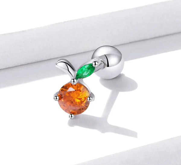 925 Sterling Silver Fruit CZ Stones Screw back Earrings for Baby, Kids & Teens