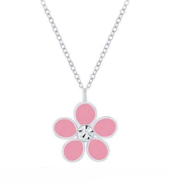 925 Sterling Silver Multicolor Enamel Crystal Flower For Toddlers, Kids and Teens