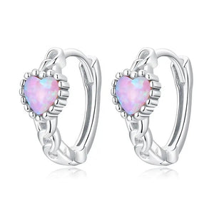 925 Sterling Silver Platinum Plated Heart Huggie Hoop Earrings for Kids & Teens