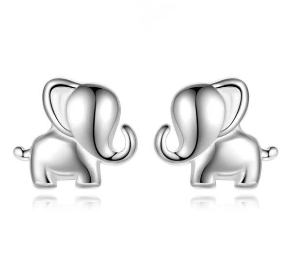 925 Sterling Silver Rhodium Plated Elephant Screw Back Earrings for Baby Kids & Teens