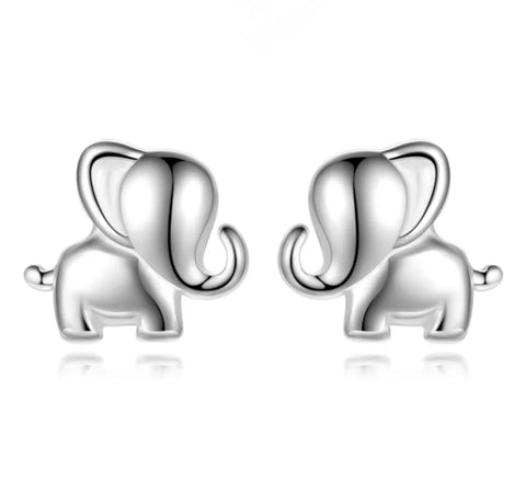 925 Sterling Silver Rhodium Plated Elephant Screw Back Earrings for Baby Kids & Teens