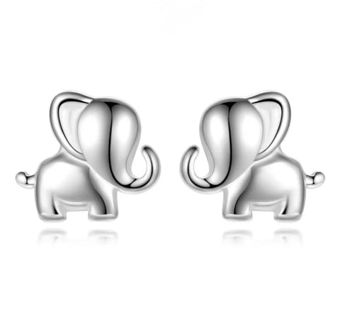 925 Sterling Silver Rhodium Plated Elephant Screw Back Earrings for Baby Kids & Teens