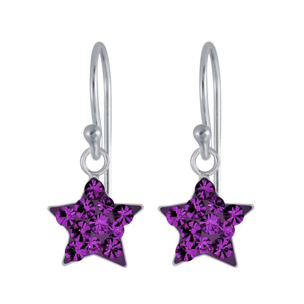 925 Sterling Silver Crystal Stars Enamel Drop Earrings For Kids, Teens - Forever Kids Jewelry