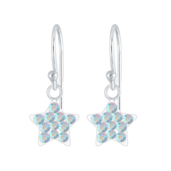 925 Sterling Silver Crystal Stars Enamel Drop Earrings For Kids, Teens - Forever Kids Jewelry