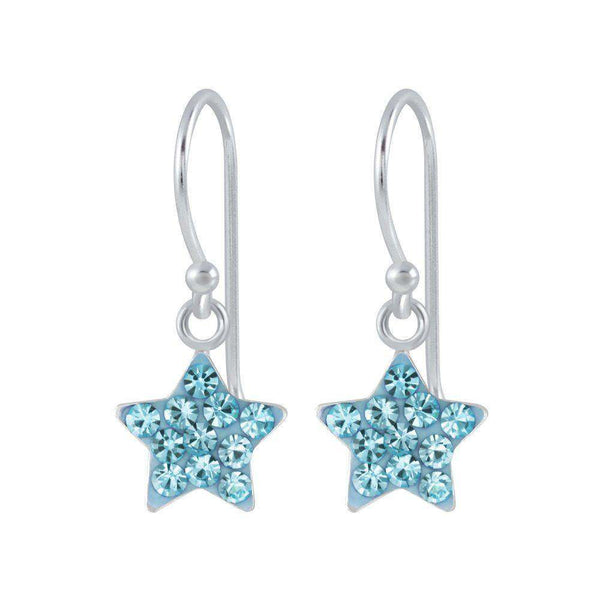 925 Sterling Silver Crystal Stars Enamel Drop Earrings For Kids, Teens - Forever Kids Jewelry