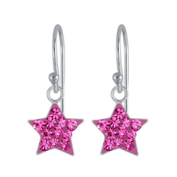 925 Sterling Silver Crystal Stars Enamel Drop Earrings For Kids, Teens - Forever Kids Jewelry