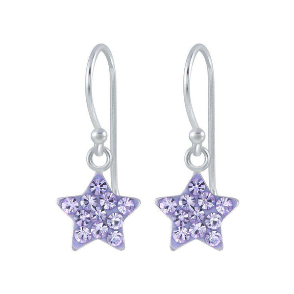 925 Sterling Silver Crystal Stars Enamel Drop Earrings For Kids, Teens - Forever Kids Jewelry