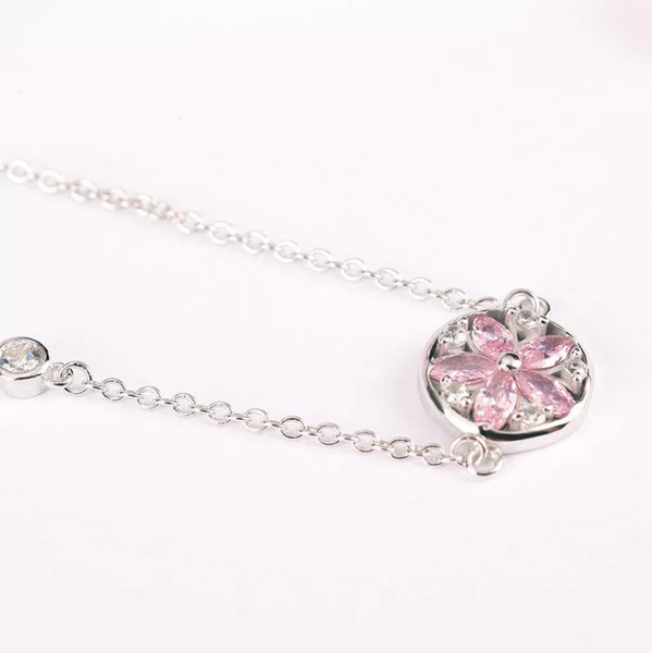 925 Sterling Silver Pink Flower CZ Bracelet For Teens - Forever Kids Jewelry