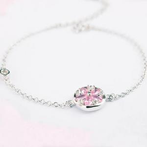 925 Sterling Silver Pink Flower CZ Bracelet For Teens - Forever Kids Jewelry