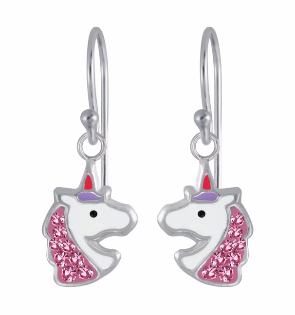 925 Sterling Silver Crystal Unicorn Drop Earrings For Teens, Kids - Forever Kids Jewelry