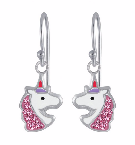 925 Sterling Silver Crystal Unicorn Drop Earrings For Teens, Kids - Forever Kids Jewelry