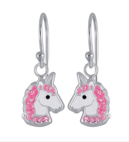 925 Sterling Silver Glitter Unicorn Drop Earrings For Teens, Kids - Forever Kids Jewelry