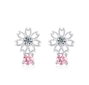 925 Sterling Silver Flower, 4A CZ Stone Push Back Earrings For Kids and Teens - Forever Kids Jewelry