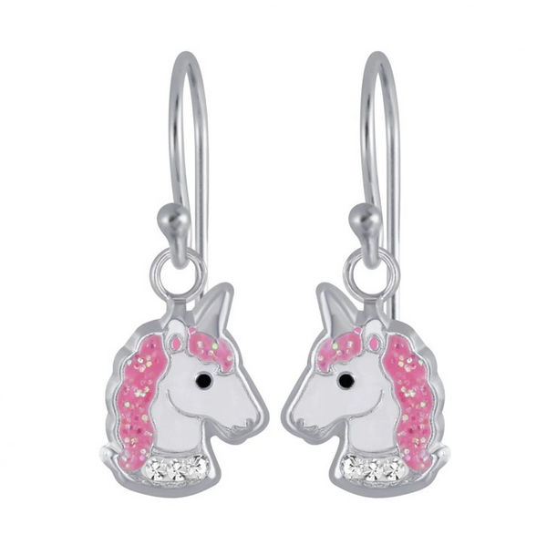 925 Sterling Silver Glitter Unicorn Drop Earrings For Teens, Kids - Forever Kids Jewelry