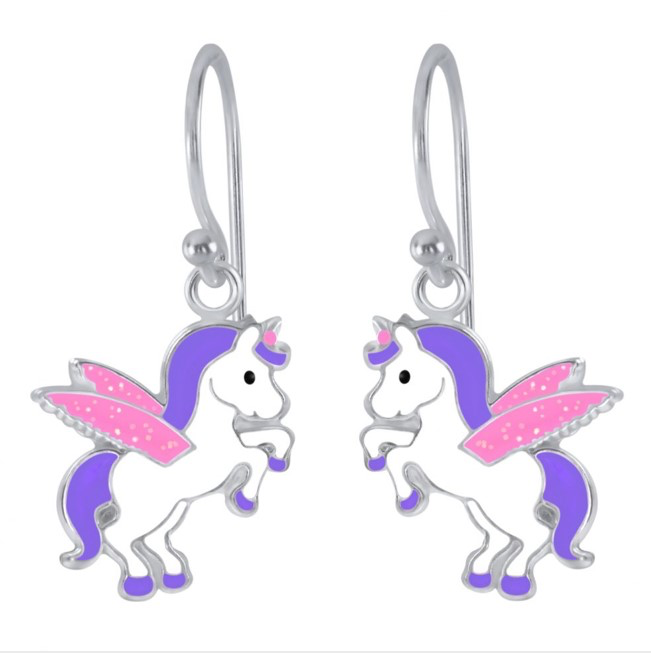 925 Sterling Silver Unicorn With Wings Drop Earrings For Teens, Kids - Forever Kids Jewelry
