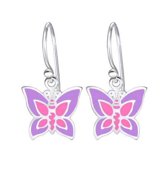 925 Sterling Silver Butterfly Drop Earrings For Kids, Teens - Forever Kids Jewelry