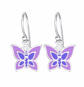 925 Sterling Silver Butterfly Drop Earrings For Kids, Teens - Forever Kids Jewelry