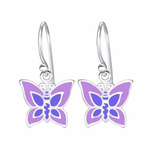 925 Sterling Silver Butterfly Drop Earrings For Kids, Teens - Forever Kids Jewelry