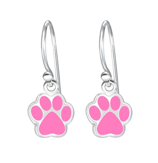 925 Sterling Silver Paw Print Drop Earrings For Kids, Teens - Forever Kids Jewelry