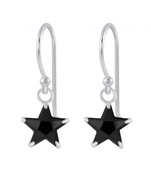 925 Sterling Silver Star 6 mm CZ Stone Drop Earrings For Kids, Teens - Forever Kids Jewelry