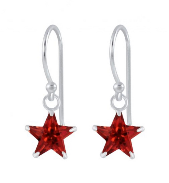 925 Sterling Silver Star 6 mm CZ Stone Drop Earrings For Kids, Teens - Forever Kids Jewelry