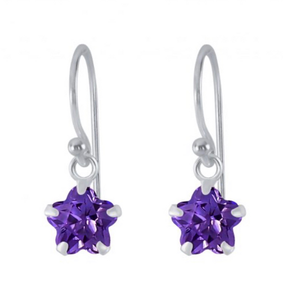 925 Sterling Silver Flower 6mm CZ Stone Drop Earrings For Kids, Teens - Forever Kids Jewelry
