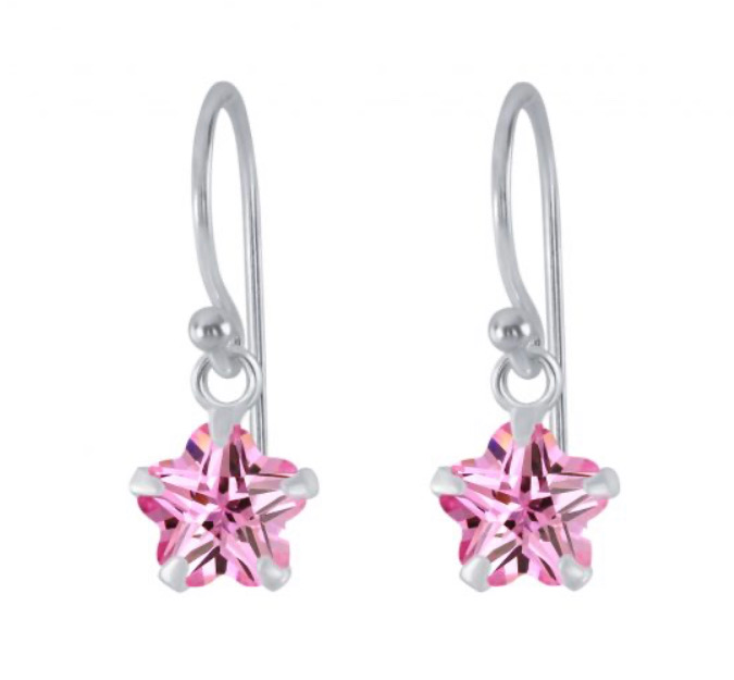 925 Sterling Silver Flower 6mm CZ Stone Drop Earrings For Kids, Teens - Forever Kids Jewelry