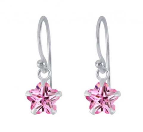 925 Sterling Silver Flower 6mm CZ Stone Drop Earrings For Kids, Teens - Forever Kids Jewelry