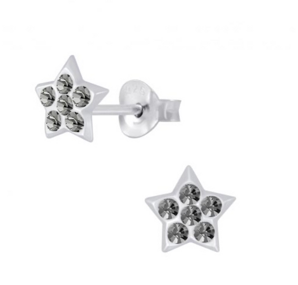 925 Sterling Silver Star Crystal Stones Push Back Earrings For Kids, Teens - Forever Kids Jewelry