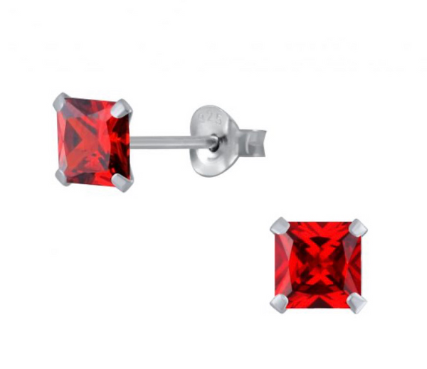 925 Sterling Silver Square Solitaire 4 mm CZ Stone Push Back Earrings For Teens - Forever Kids Jewelry