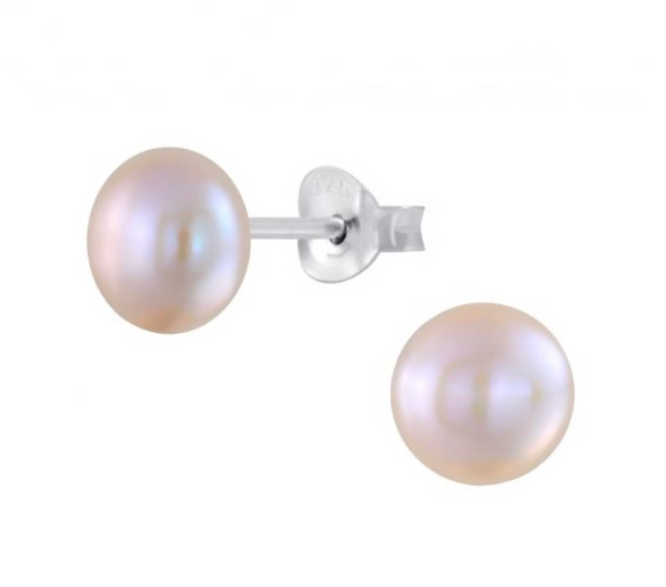 925 Sterling Silver Freshwater Pearl 6 mm Push Back Earrings For Teens - Forever Kids Jewelry