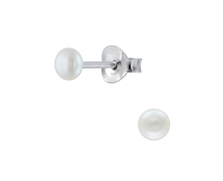925 Sterling Silver Freshwater Pearl 3 mm Push Back Earrings For Teens and Up - Forever Kids Jewelry