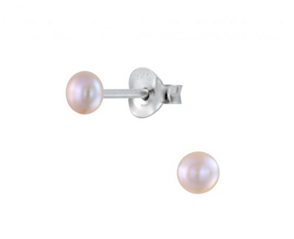 925 Sterling Silver Freshwater Pearl 3 mm Push Back Earrings For Teens and Up - Forever Kids Jewelry