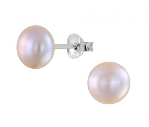 925 Sterling Silver Freshwater Pearl 8 mm Push Back Earrings For Teens and Up - Forever Kids Jewelry