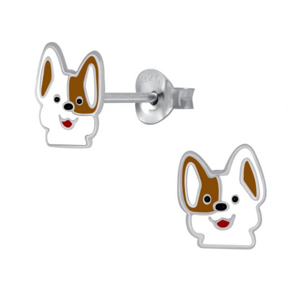 925 Sterling Silver Dog Enamel Push Back Earrings For Teens, Kids - Forever Kids Jewelry