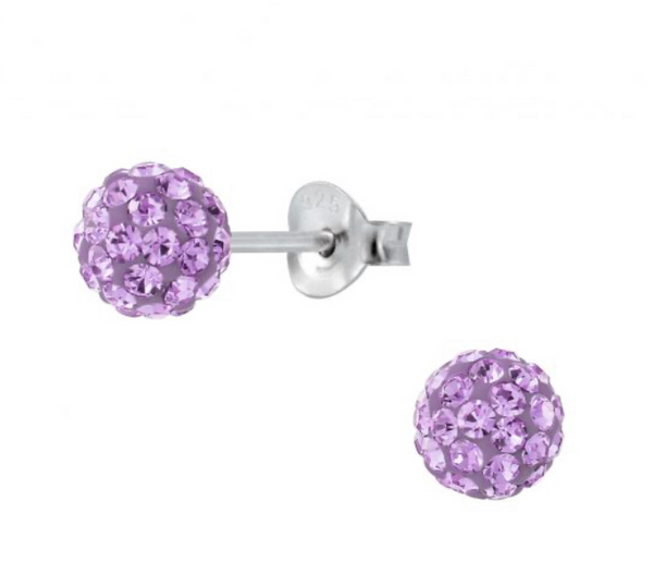 925 Sterling Silver Round Crystal Stones Push Back Earrings For Teens and Up - Forever Kids Jewelry