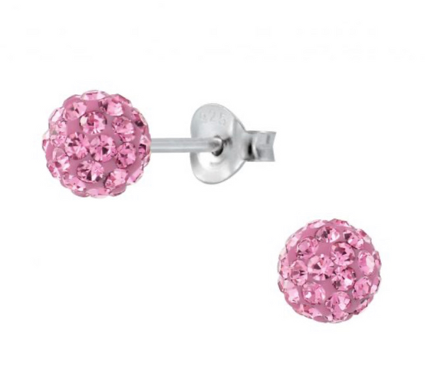 925 Sterling Silver Round Crystal Stones Push Back Earrings For Teens and Up - Forever Kids Jewelry