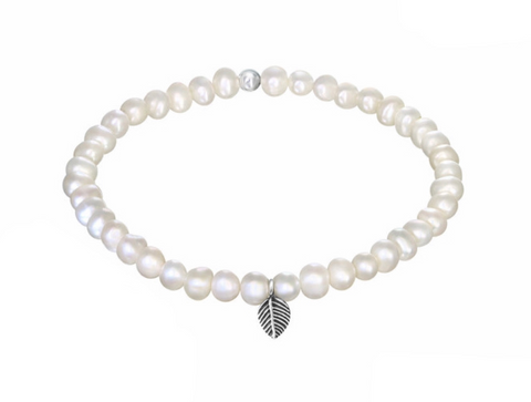 Freshwater Pearl 925 Sterling Silver Leaf Bracelet For Kids and Teens - Forever Kids Jewelry