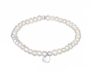 Freshwater Pearl 925 Sterling Silver Heart Bracelet For Kids and Teens - Forever Kids Jewelry