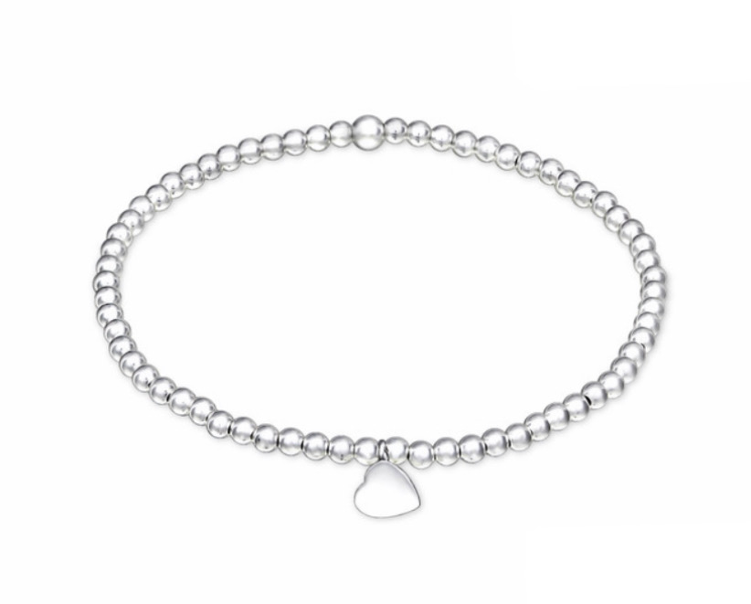 925 Sterling Silver Heart Beads Bracelet for Teens - Forever Kids Jewelry