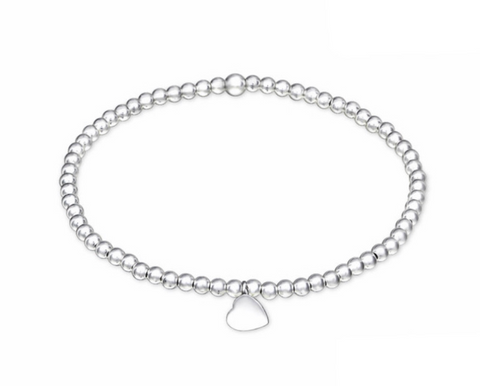 925 Sterling Silver Heart Beads Bracelet for Teens - Forever Kids Jewelry